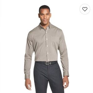 Van Heusen Men’s Traveler Fitted Plaid Shirts Tan and Blue Size 17 1/2 32/33: XL